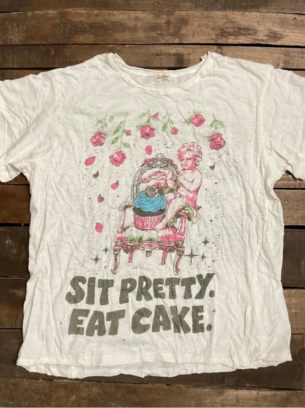 🔥BRAND NEW Worn And Weathered Tee Eat Cake House of Jaded Gypsy, NEW Design Ltd